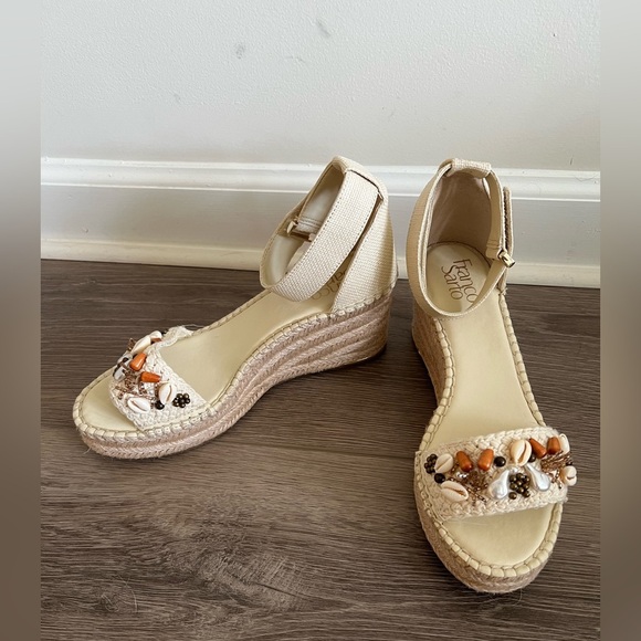 Franco Sarto Women’s Clemens Shell Espadrilles Wedge Sandals Size 9.5 - Picture 4 of 6